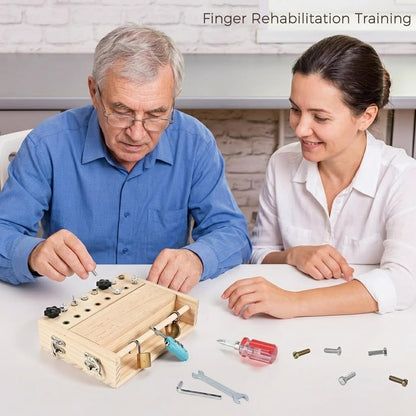 16-Hole Wooden Therapy Pegboard Multifunctional Finger Dexterity for Fine Motor Skills, Hand-Eye Coordination & Sensory Rehabilitation Ideal for Home Office Seniors Men Women and Occupational Therapy