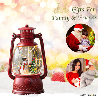 Musical Christmas Snow Globes Lantern, 7.87" Lighted Electric Snowglobes with 8 Holiday Songs 6H Timer Dual Power, Snowman Christmas Ornaments Snow Globe for Kids Adults Xmas Decor Gifts for Men Women