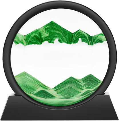 Wai Danie Moving Sand Art Picture 3D Hourglass Deep Sea Sandscape Liquid Motion Display Painting Flowing Sand Frame Relaxing Desktop Home Office Work Decor (Black, 12 Inches)