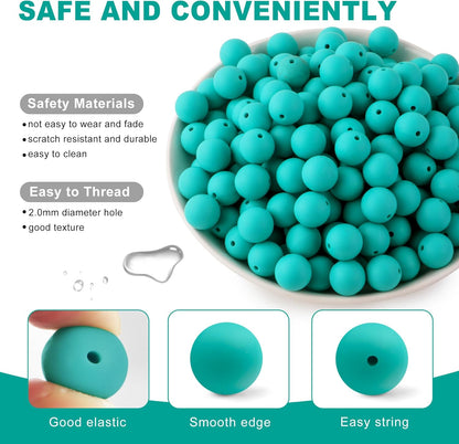 65Pcs 19mm Silicone Beads for Keychain Making Bracelet Necklace, Bulk Round Silicone Beads for Pens（Christmas Green） - Colors A