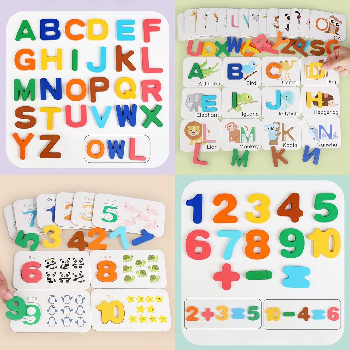 Alphabet Flash Cards, Numbers and Alphabets Flash Cards Set, Wooden Letters Number Blocks Sight Words Matching Game Toddler Preschool Learning Activities Toys for Preschool Kids Age 4 Year Over