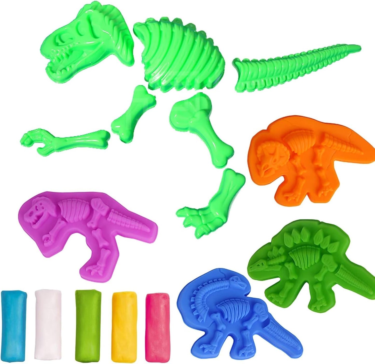 Unleash Creativity with 6 Unique Dino Molds Dough Toys Dough Accessories Set.Ideal as a Gift for Kids Aged 3-4-8 Years