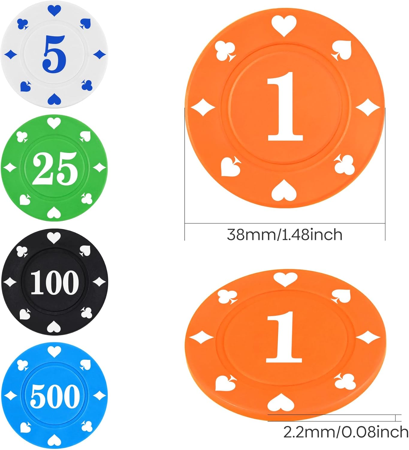 Plastic Poker Chips Set with Storage Box for Blackjack, Texas Hold'em, Night Poker Games