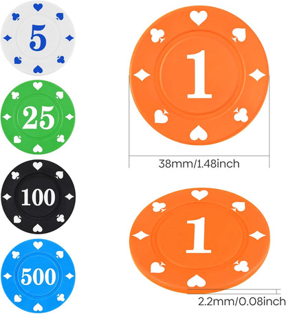 Plastic Poker Chips Set with Storage Box for Blackjack, Texas Hold'em, Night Poker Games