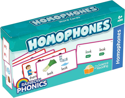 Junior Learning: Rainbow Phonics - Homophones - 65 Word Cards, Flash Cards with Sound & Spelling Association, Level Based Cards, Kids Ages 4+