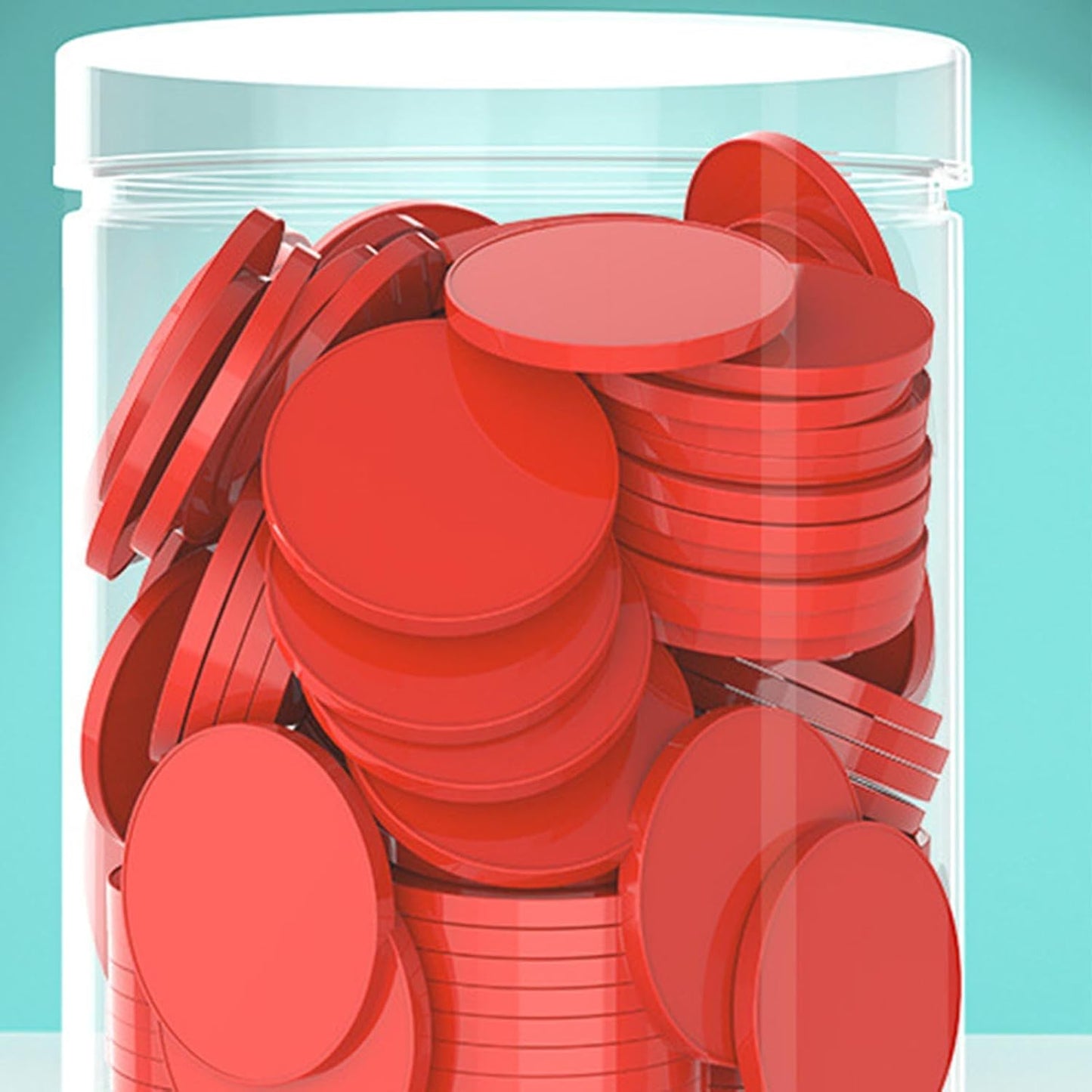 100 Pieces 25mm Counting Chips Math Counters for Bingo Games with Storage Box PP Material, Red