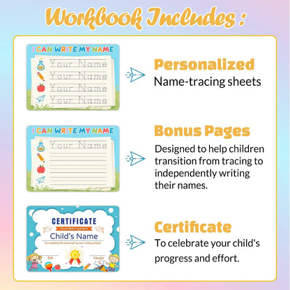 Custom Handwriting Practice Sheets Personalized Name Tracing Worksheets Customized Name Practice Writing A4 Size pape for Preschool Kindergarten Kids