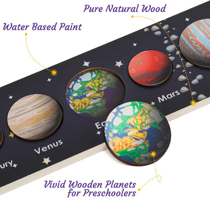 Zeoddler Solar System Puzzle for Kids 3-6, Wooden Space Toys, Planets for Kids, Preschool Learning Activities, Gift for Boys, Girls