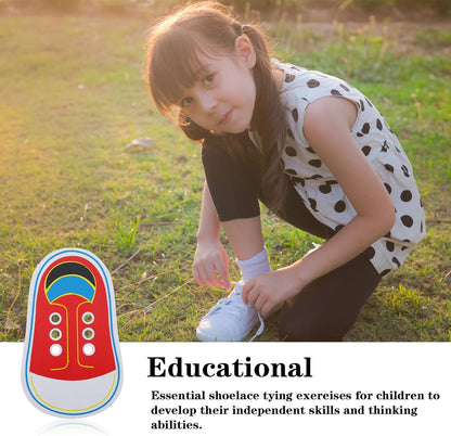 Nogeqi Shoe Tie Practice for Kids, Wooden Tying Shoes Practice for Kids, How to Tie Your Shoes Learn to Threading Lacing Shoe Training, Kindergarten Early Educational Toy