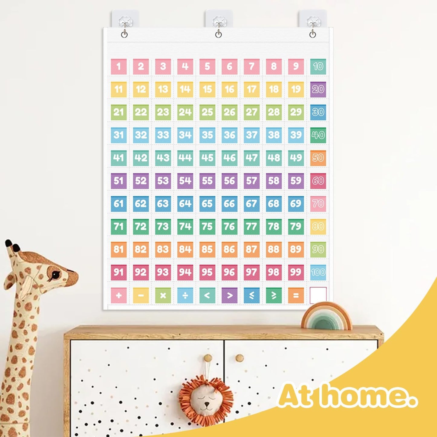 Hundreds Pocket Chart with 139 Cards, Includes Numbers Cards 1-100, 9 Math Symbol Cards & 30 Blank Cards | Classroom Math Wall Organizer for Counting, Place Value, Homeschool Activities(Black)