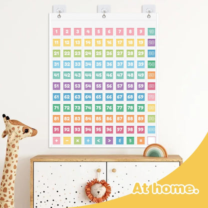 Hundreds Pocket Chart with 139 Cards, Includes Numbers Cards 1-100, 9 Math Symbol Cards & 30 Blank Cards | Classroom Math Wall Organizer for Counting, Place Value, Homeschool Activities(Black)
