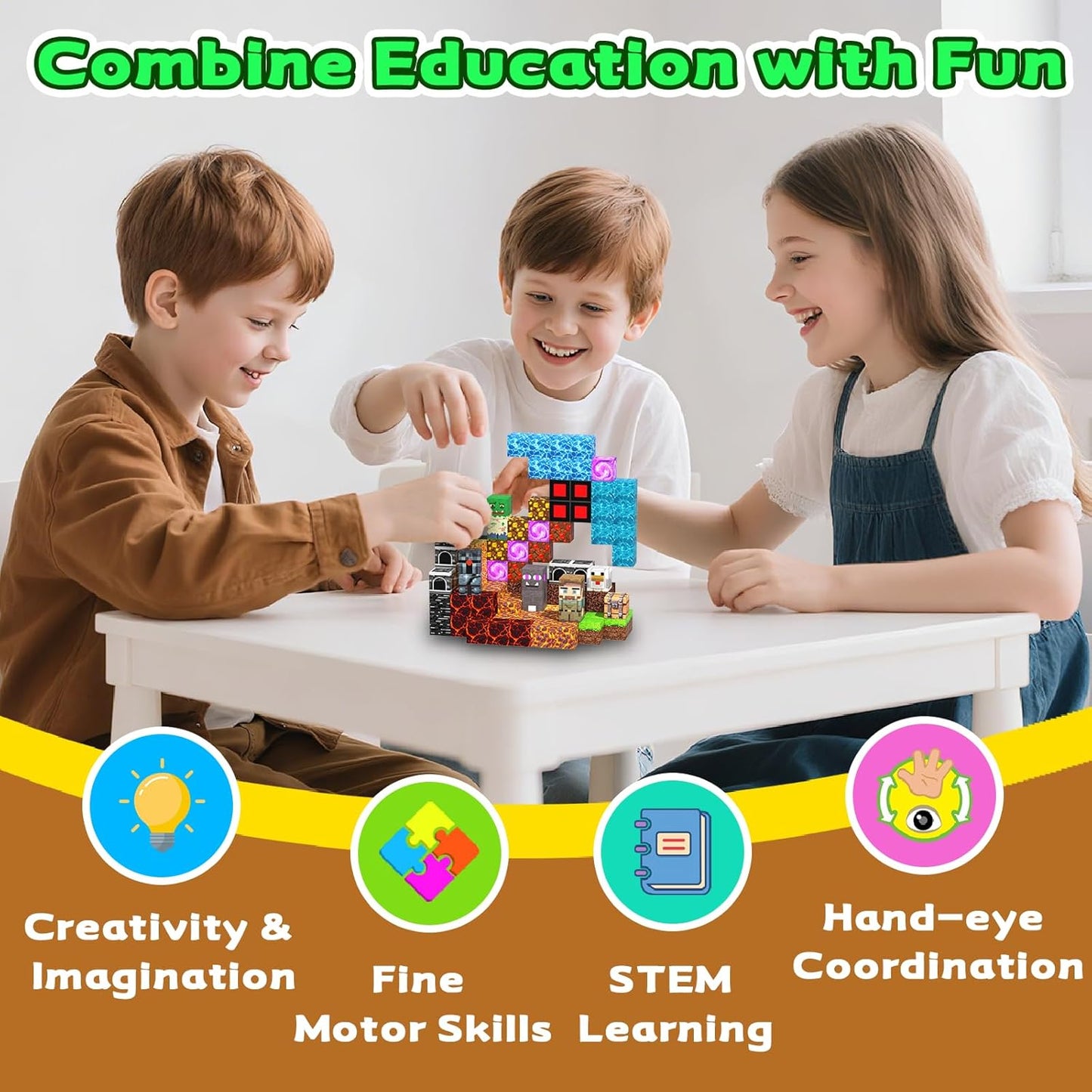 Magnetic Blocks Toys for Kids, 100 PCS Building Blocks Cubes, Stacking Magnetic Tiles Toys for Kids Toddlers Boys Girls Ages 3 4 5 6 7 8-12 Birthday Gifts Party Supplies (Underworld)