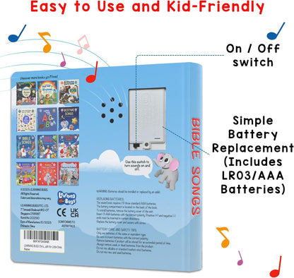 LEARNING BUGS Christian Bible Songs – 15 Songs of Faith for Little Ones, Musical Books for Toddlers, 28-Button Music Book, Musical Toys for Toddlers 1-3