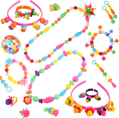 Funtopia Pop Beads, 700+ Pcs Arts and Crafts for Kids 4-6, Snap Beads DIY Bracelet Necklace Ring Anklet Set, Birthday Party Creativity Toys for Girls Toddlers Ages 3 4 5 6 (X-Large)