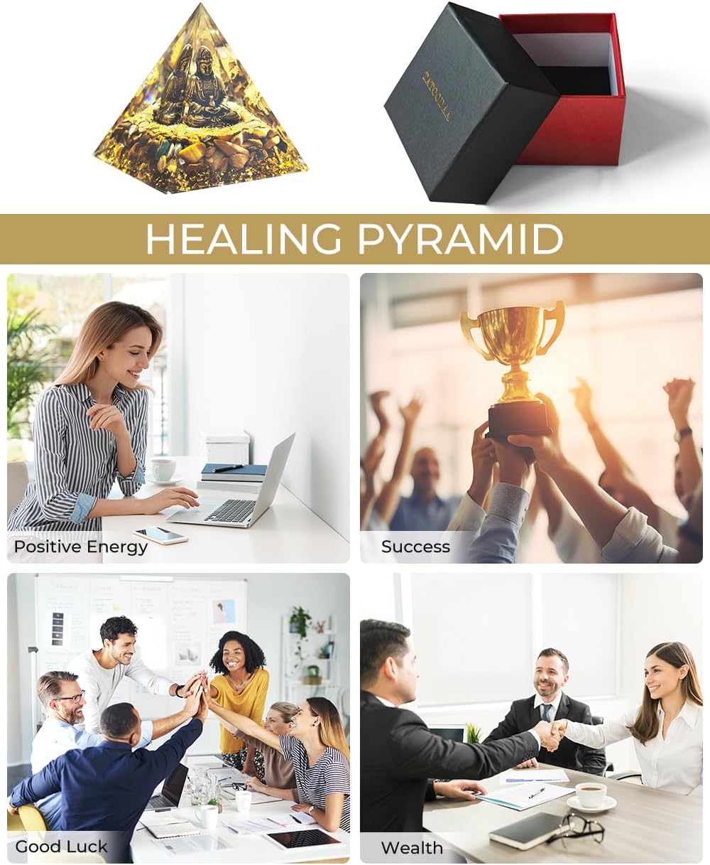 Crystals and Healing Stones, 9 Pcs Healing Crystals Set, 7 Chakra Crystal Stones Set Real Natural Selenite Pyramid Reiki Raw Rock Energy Protection Meditation with Wooden Box, Crystal Gifts for Women