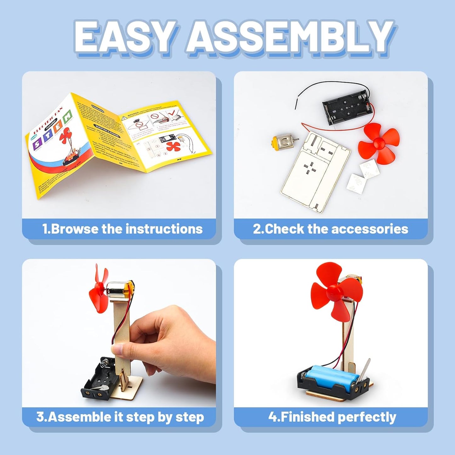 6 STEM Science Kits for Kids Age 8-12, STEM Building Toys for 8-10 Year Girls Boys Wood Crafts, Electric Fan Experiments Activities Circuit Projects, Bulk Summer Gifts for Kids Classroom Party Favors