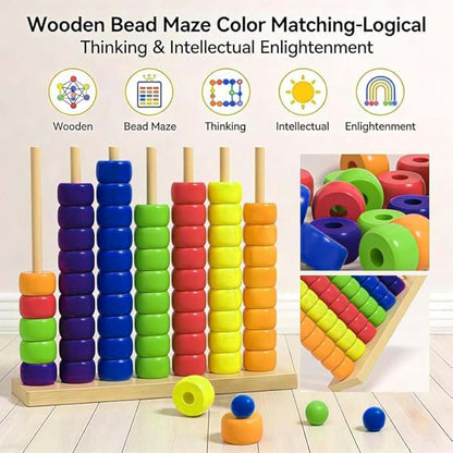 Color Matching Stacking Ring Puzzle Game for 2 Players, Fast Pattern Challenge Tabletop Brain Game with Racks, Rings & Cards for Family Fun and Strategy Lovers (1 Pack)