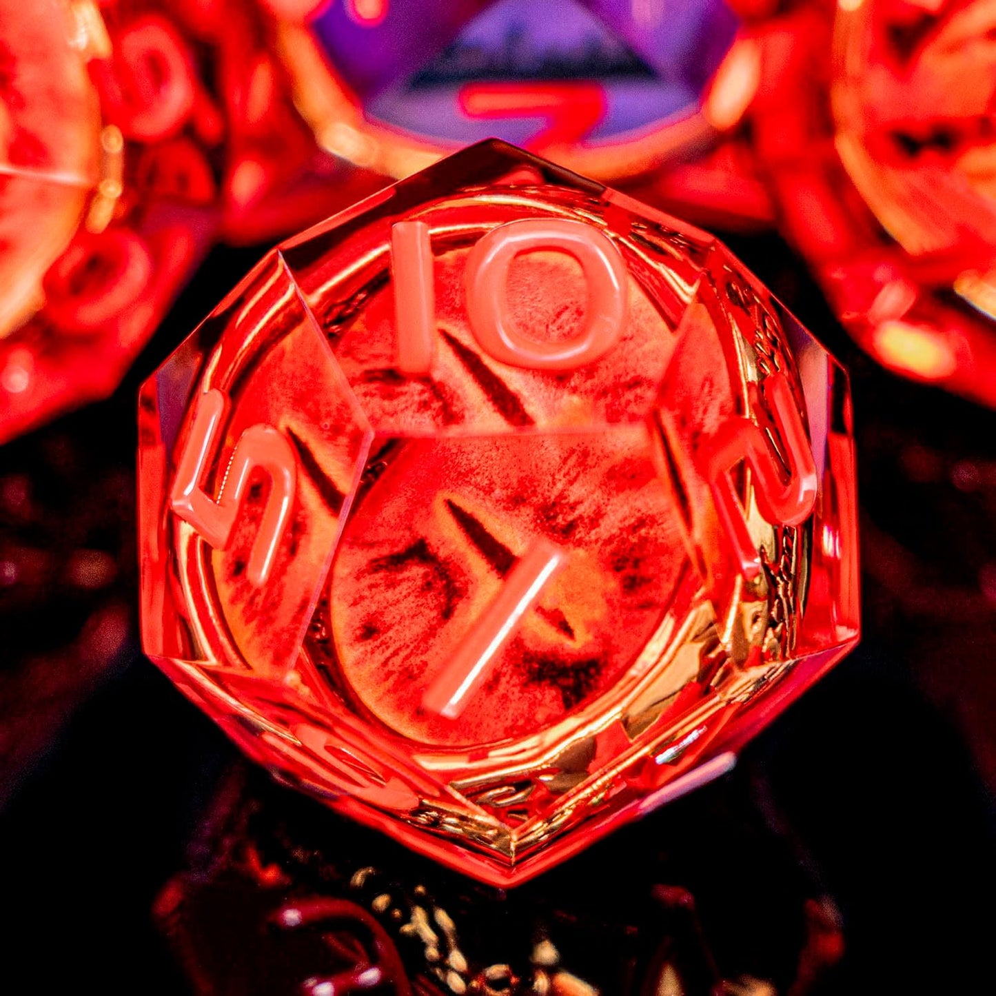 Magic Golden Ring DND Dice Set Sharp Edge Red Resin Dice with Box, for use with Dungeons Dragon RPG D&D Tabletop Games Lord D and D Polyhedral Dice Set