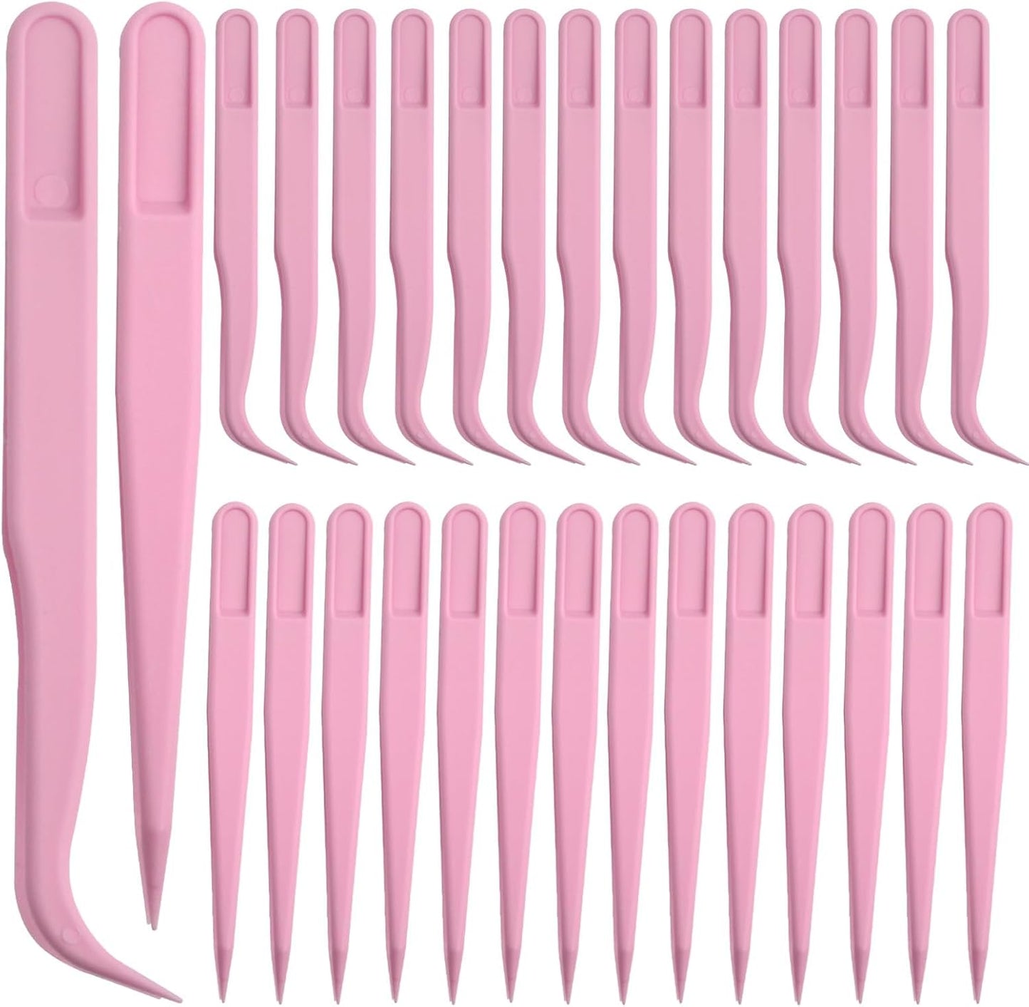 AGNURCADE 30pcs Plastic Tweezers for Crafts- Bulk Pack, Straight/Bent/Curved Tweezers Set for DIY Beads Jewelry Making Multipurpose Tweezer for Women Jewelry Making Tools for Handmade Crafts Stickers