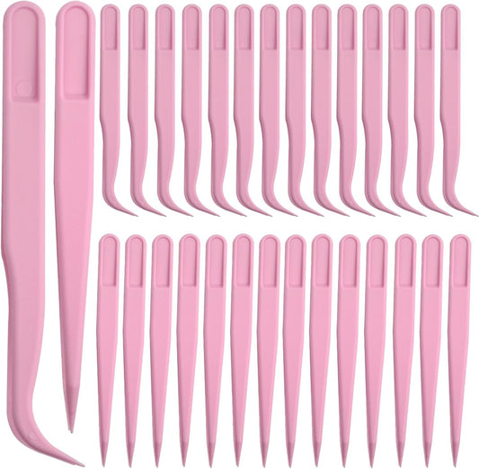 AGNURCADE 30pcs Plastic Tweezers for Crafts- Bulk Pack, Straight/Bent/Curved Tweezers Set for DIY Beads Jewelry Making Multipurpose Tweezer for Women Jewelry Making Tools for Handmade Crafts Stickers