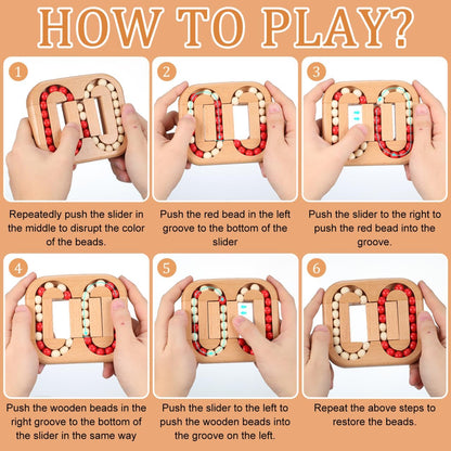Toyvian Wooden Spinning Cube Toys to Relieve Stress Anxiety, Funny Rotating Bean Brain Teaser, Kids Puzzles Interactive Toy for Kids Adults