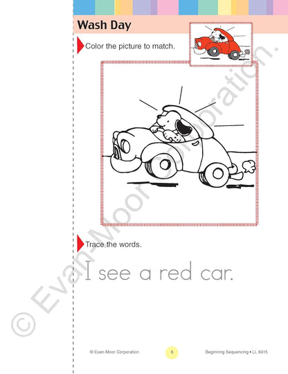Evan-Moor Learning Line: Beginning Sequencing, Prek - Kindergarten Workbook