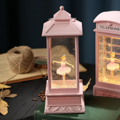 Snow Globe Lantern with Violin Girl – Shatterproof, Glitter Snowglobe 10 Songs Music Box, Led Light, USB or Battery Powered, for Girls Spring Day Gifts Birthday Home Decor Fall Decoration, Silver