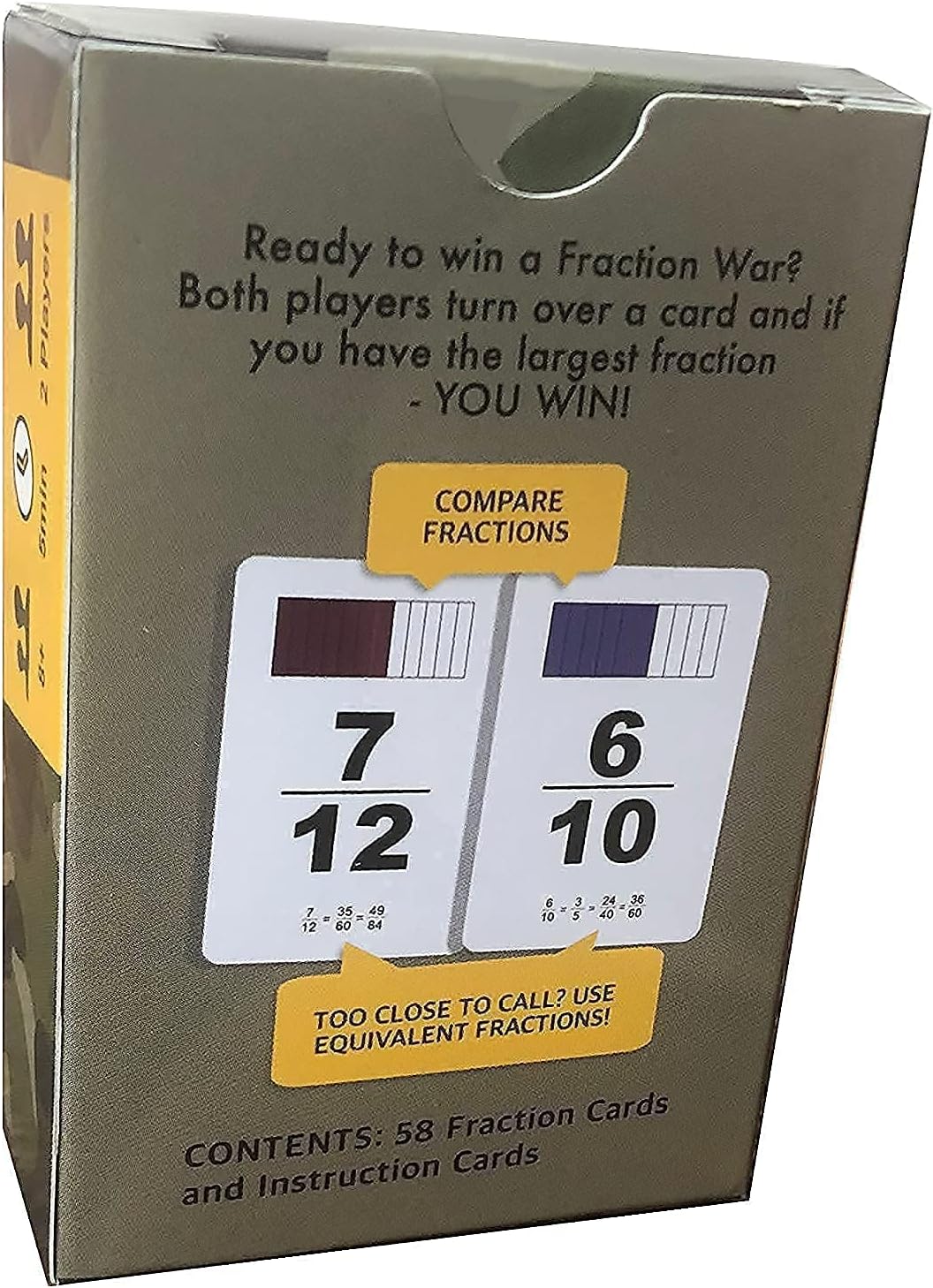 Fraction War Fun Math Game to Learn, Compare and Simplify Fractions for 2nd to 5th Grade (1 Pack) - Standard Edition