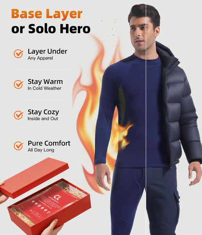 CL convallaria Thermal Underwear Long Johns Set Mens Winter Gift Hunting Gear Sport Base Layer Bottom Top - Colors B