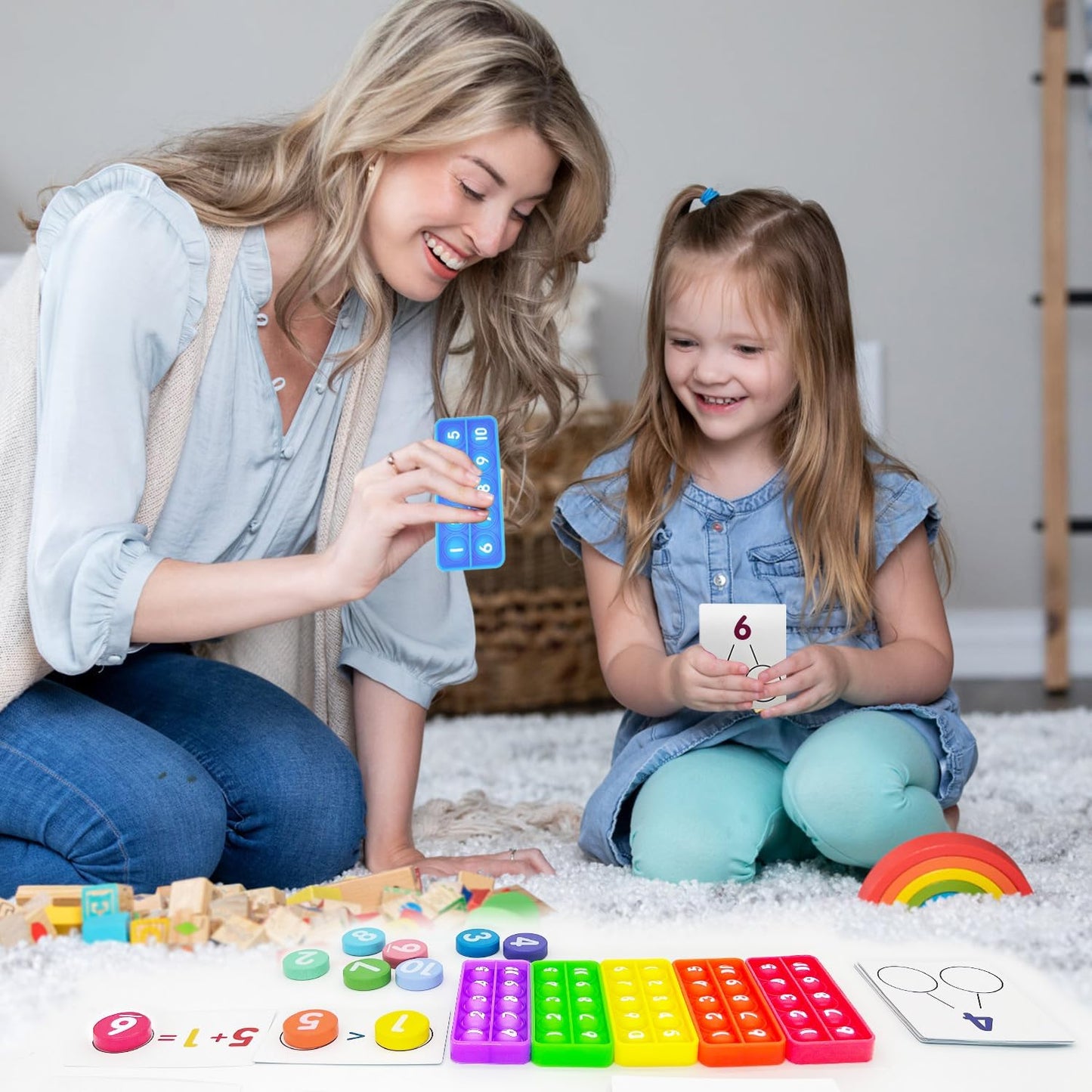 1-20 Ten Frame Pop Board, 6PACK Fidgets for Classroom, Quiet Sensory Toys Bubble Poppers, Pop for Counting Math, Focus Tools for Kids, Montessori Educational Toy Gift for Kindergarten