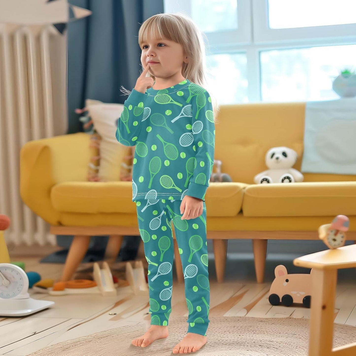 ALAZA Shark Starfish Palm Tree 2 Piece Pajama Set Long Sleeve Top and Pants Sleepwear Unisex - Colors A