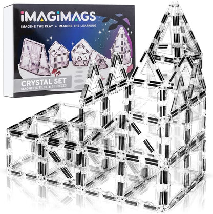Magnetic Building Tiles, 38 Piece Transparent Clear Crystal Set for Boys Girls Kids, Educational Creative Learning Activity Building Block Toddler Toys, STEM, Children Ages 3 Years +