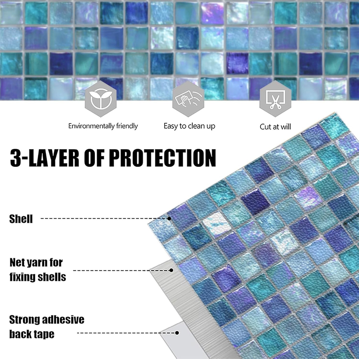 Wall Tiles Peel and Stick 12x12 Inch Ocean Coral Fish Pattern Vinyl Stickers Self Adhesive Tiles for Kitchen Bathroom Shower Laundry Room Aquarium Theme Home Renovation DIY Decor