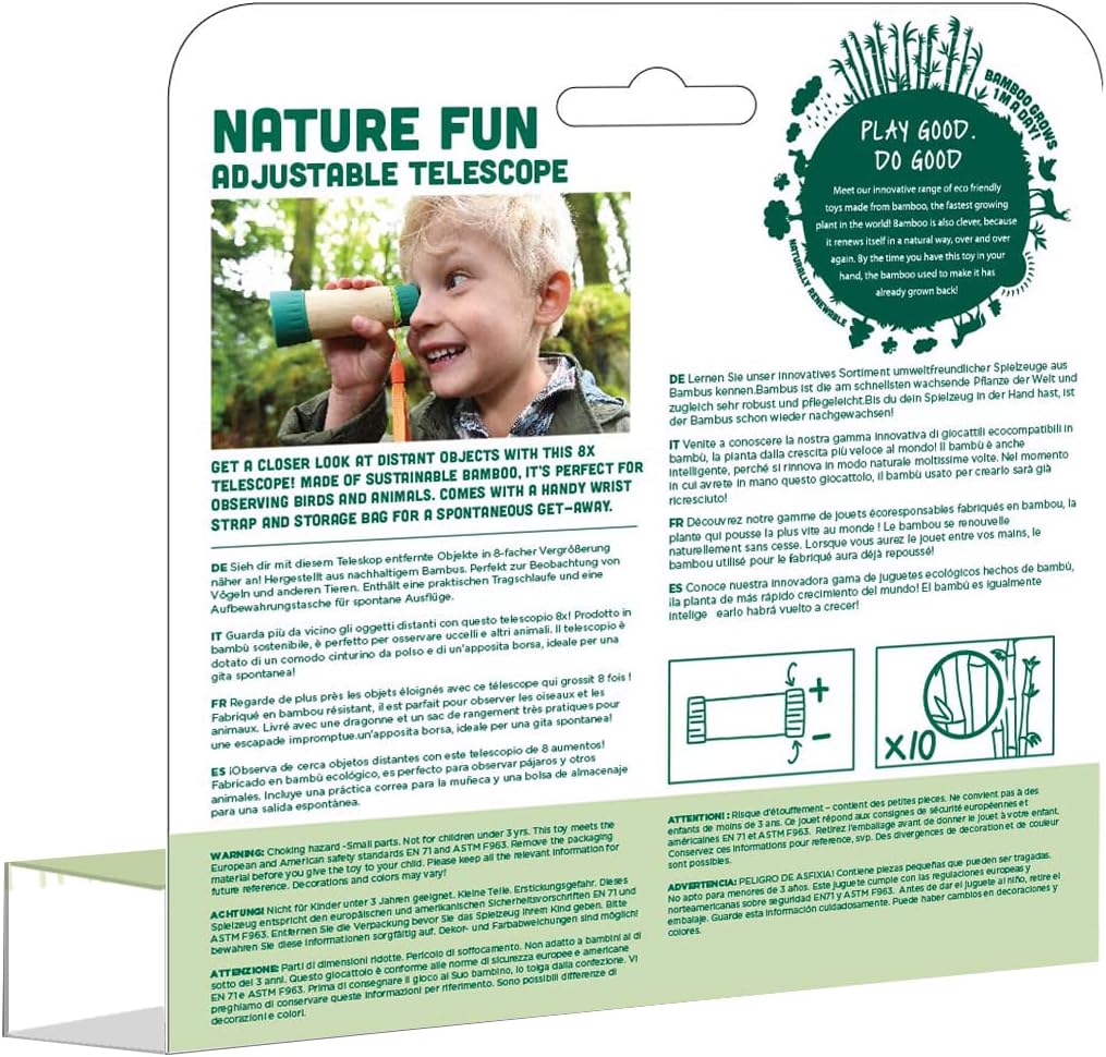 Hape Adjustable Telescope| Bamboo Spy Gear for Kids with 8X Magnification