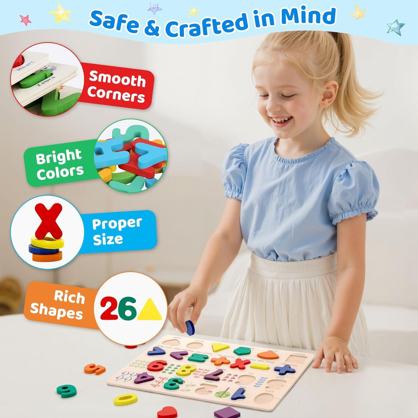 Shape Puzzles Wooden Puzzles for Toddlers, Peg Puzzle Educational Shape Sorter Toys Wooden Shape Board Puzzles, Preschool Learning Educational Toy for Baby Girls Boys