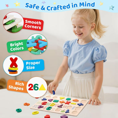 Shape Puzzles Wooden Puzzles for Toddlers, Peg Puzzle Educational Shape Sorter Toys Wooden Shape Board Puzzles, Preschool Learning Educational Toy for Baby Girls Boys