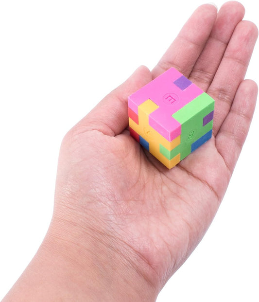 Super Z Outlet 12 Pack Colorful Puzzle Erasers Miniature Pencil Erasers Children Party Favors, Classroom Student Prize Packs, Brain Teasers (Cube)