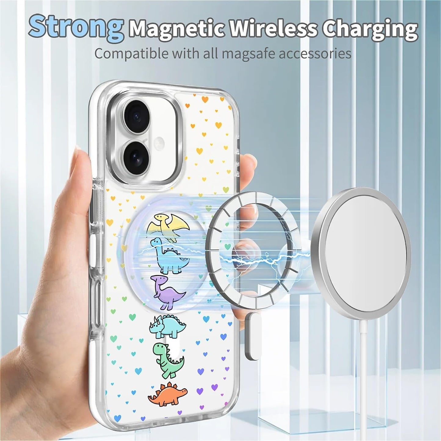 for iPhone 17 Pro Max Case [Compatible with Magsafe],Girls Women Clear Magnetic Case Silicone Shockproof Protective Cover with Pattern Colorful Motivational Letters