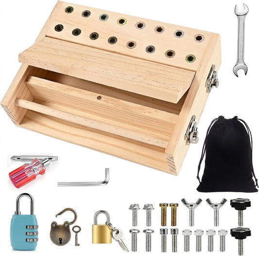 16-Hole Wooden Therapy Pegboard Multifunctional Finger Dexterity for Fine Motor Skills, Hand-Eye Coordination & Sensory Rehabilitation Ideal for Home Office Seniors Men Women and Occupational Therapy