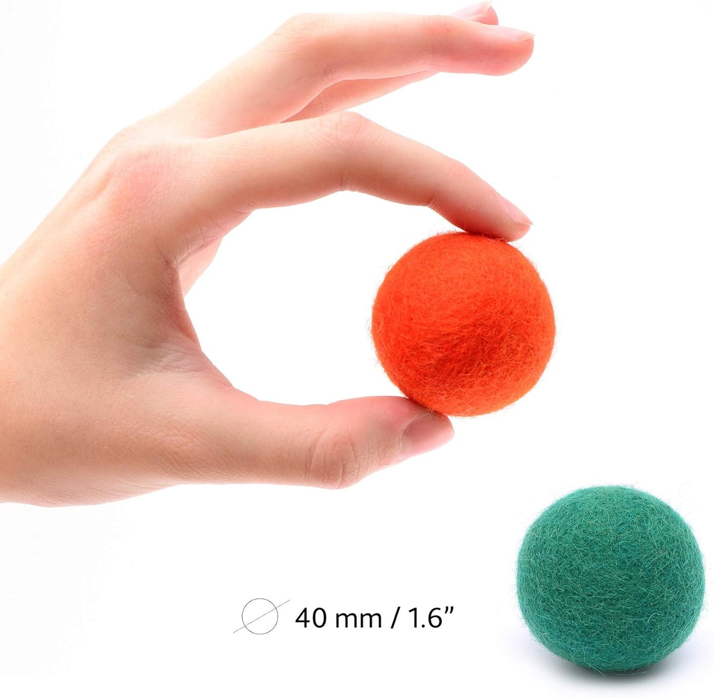 Glaciart One Felt Balls, Felt Pom Poms (5 Pieces) 4 Centimeters - 1.6 Inch, Handmade Felted 5 Vibrant Colors Wool Balls for Cats, Felting and Garland