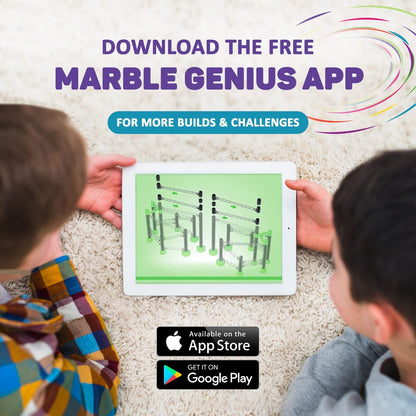 Marble Genius Marble Rails Starter Set, 200 Piece Marble Run for Kids 8+ (30 Marbles, 30 Rail Pieces, 12 Base Pieces & More), STEM, Full-Color Instructions, Great for Kids & Teens