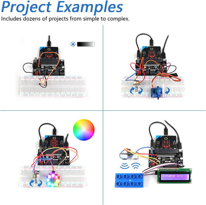 Freenove Super Starter Kit for BBC Micro:bit (Not Included, Works with V1 & V2), 266-Page Detailed Tutorial, 191 Items, 38 Projects, Blocks and Python Code