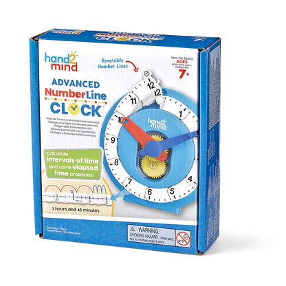 hand2mind Advanced NumberLine Clock, Learn to Tell Time, Analog Clock for Kids Learning, Number Line for Kids, Teaching to Tell Time, Math Manipulatives (Set of 1)