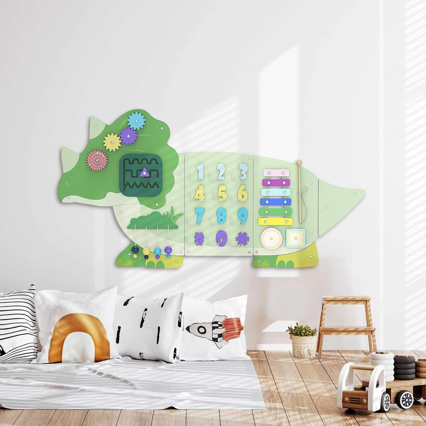 BlueWood Wooden Wall Busy Board Panels, Toddler Learning Activity Center, Montessori Philosophy Sensory, Educational Toys, Conducive to All-Round Development - Whale
