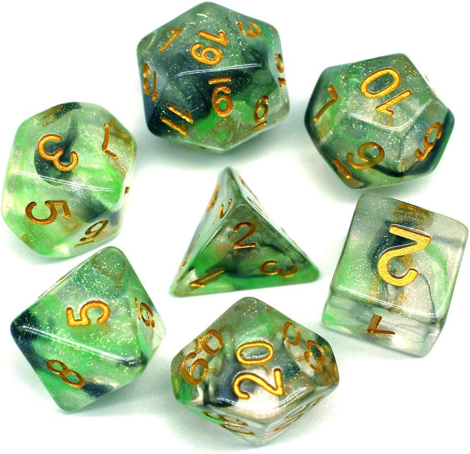 Polyhedral DND Dice Set RPG Rainbow Dice for Dungeons and Dragons(D&D) Role Playing Game,MTG,Pathfinder,Table Game,Math Games Dice Set with Dice Pouch
