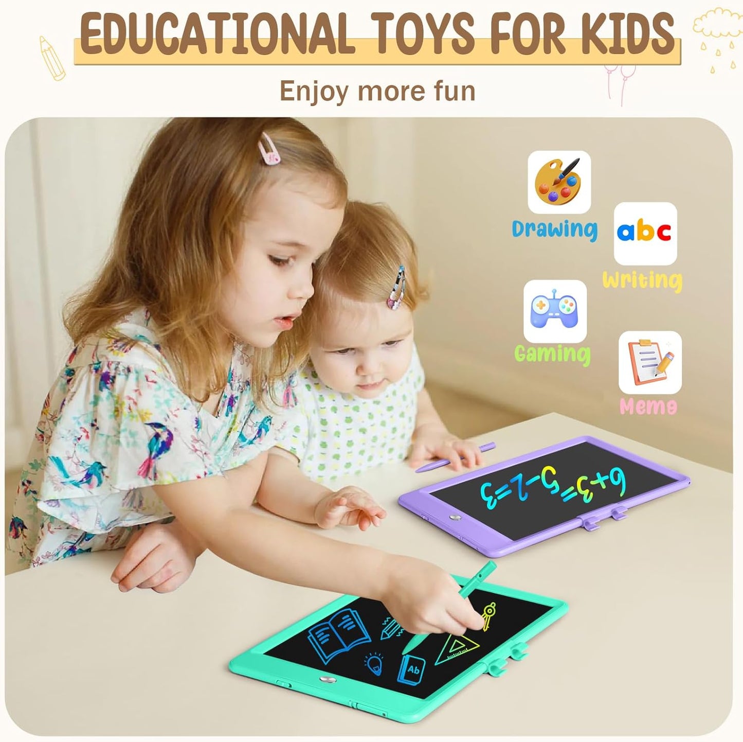Kidopire LCD Writing Tablet, 2Pack Reusable Drawing Pad for Kids, Colorful Doodle Board Kid Drawing Tablet, Educational Toddler Girl Toys, Birthday Gift Ideas for 3 4 5 6 7 8 Year Old Kids