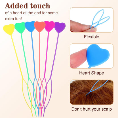 12Pcs Quick Hair Beader Tool Elastic Hair Braiding Set Ponytail Maker Simple Hair Pull Through Tools Black French Threader Braids Loop for Women Girls Plait Styling Accessories Supplies