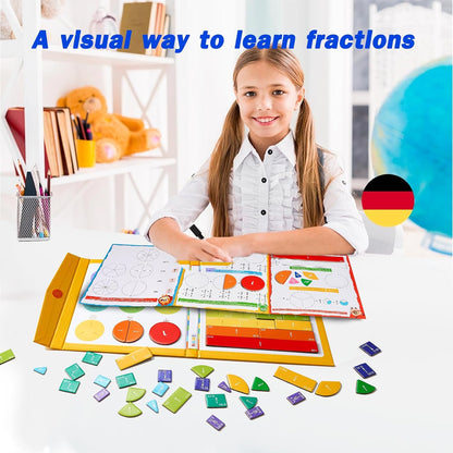Magnetic Fraction Demonstration Book, Magnetic Fraction Tiles, Fractions Manipulatives, Score Disk Demonstrator Math Puzzle Learning Building Block Set- (2Set)