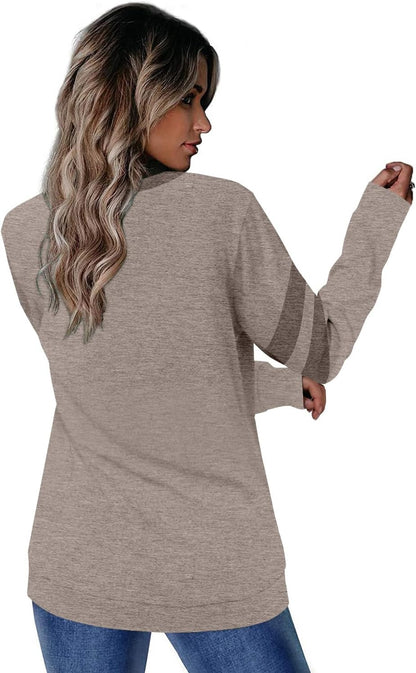 CRAZY GRID Womens Trendy Long Sleeve Shirts Casual Loose Soft Sweatshirt Fall Tops