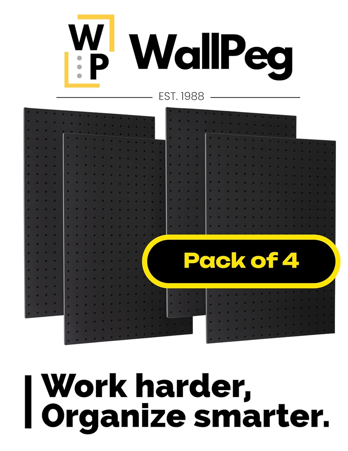 WallPeg Made in USA Pegboard Panels Garage Organization - Wall Storage Kit (PB-2 B) (2) ea - 24" x 16" Peg Board Tool Organizer Panel Set - Garage Organizer Kit